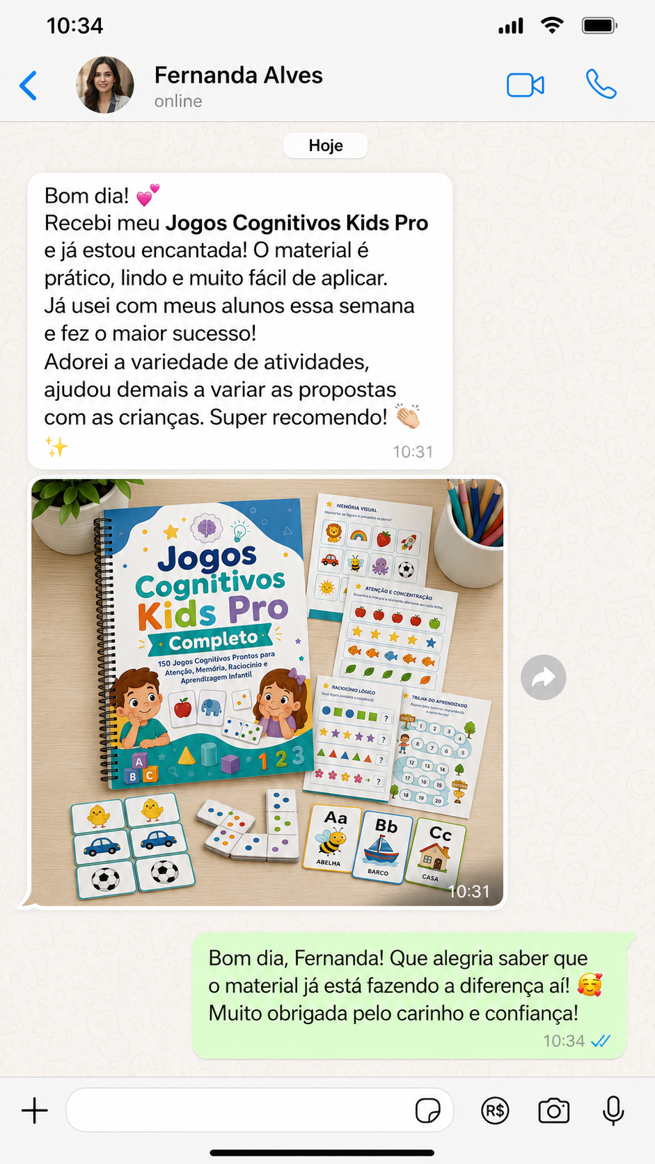 Conversa real de terapeuta ocupacional pelo WhatsApp