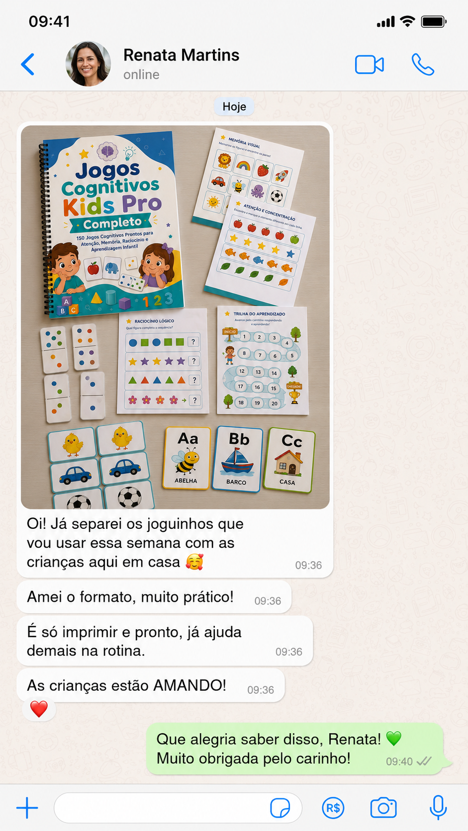 Conversa real de terapeuta ocupacional pelo WhatsApp